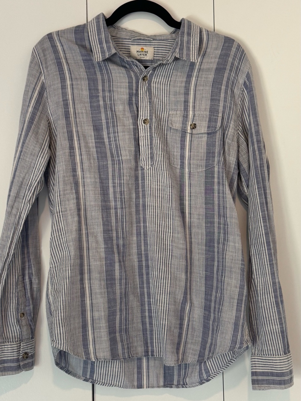Marine Layer Reid Popover Striped Shirt - Picture 2 of 7